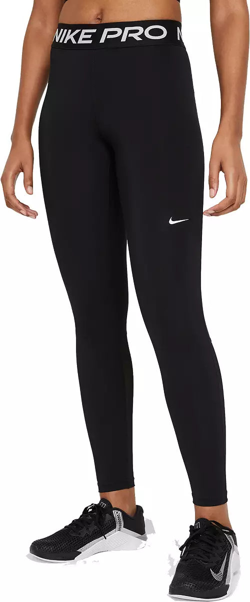 Nike Women's Pro Mid-Rise Mesh-Paneled Leggings