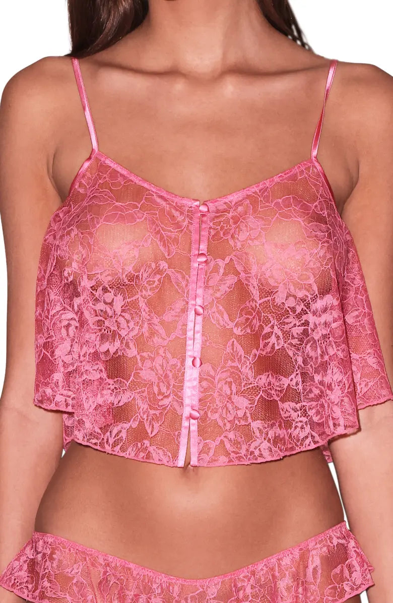 Fleur Du Mal Flutter Sheer Lace Crop Camisole