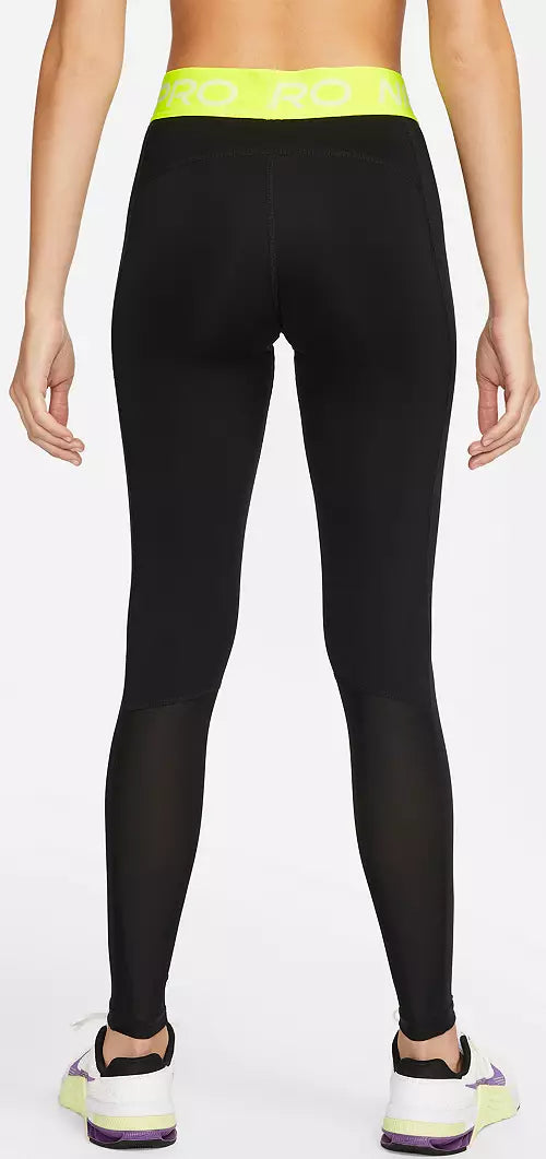 Nike Women's Pro Mid-Rise Mesh-Paneled Leggings