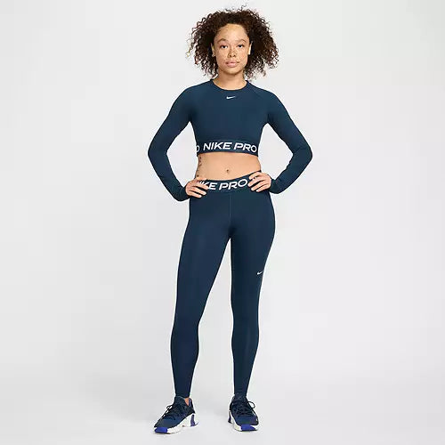 Nike Women's Pro Mid-Rise Mesh-Paneled Leggings